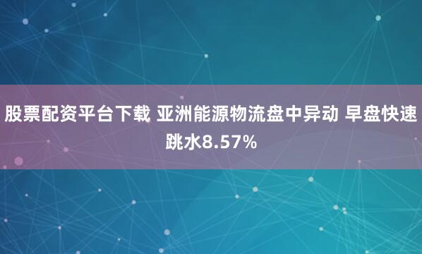 股票配资平台下载 亚洲能源物流盘中异动 早盘快速跳水8.57%
